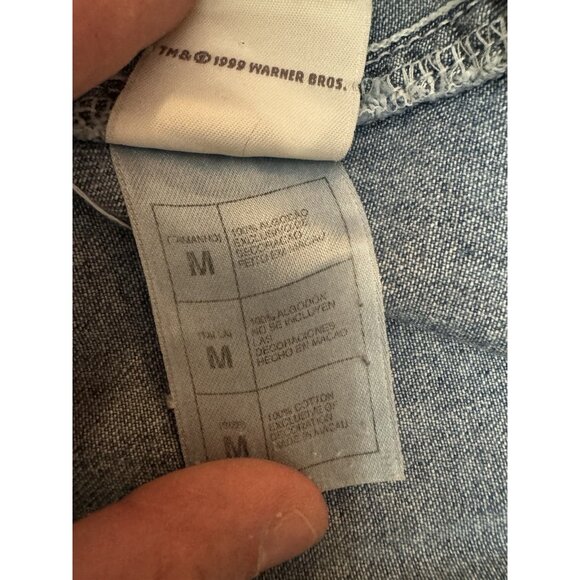 Tweety‎ Bird Overall Denim Dress Woman Size Medium Warner Bros Embroidered 90's - Picture 11 of 16